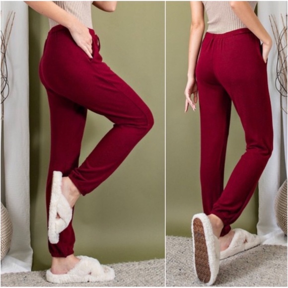 New USA MADE Women's Comfy Leisure Everyday Weekend Soft Brushed Spring Joggers - Picture 2 of 3